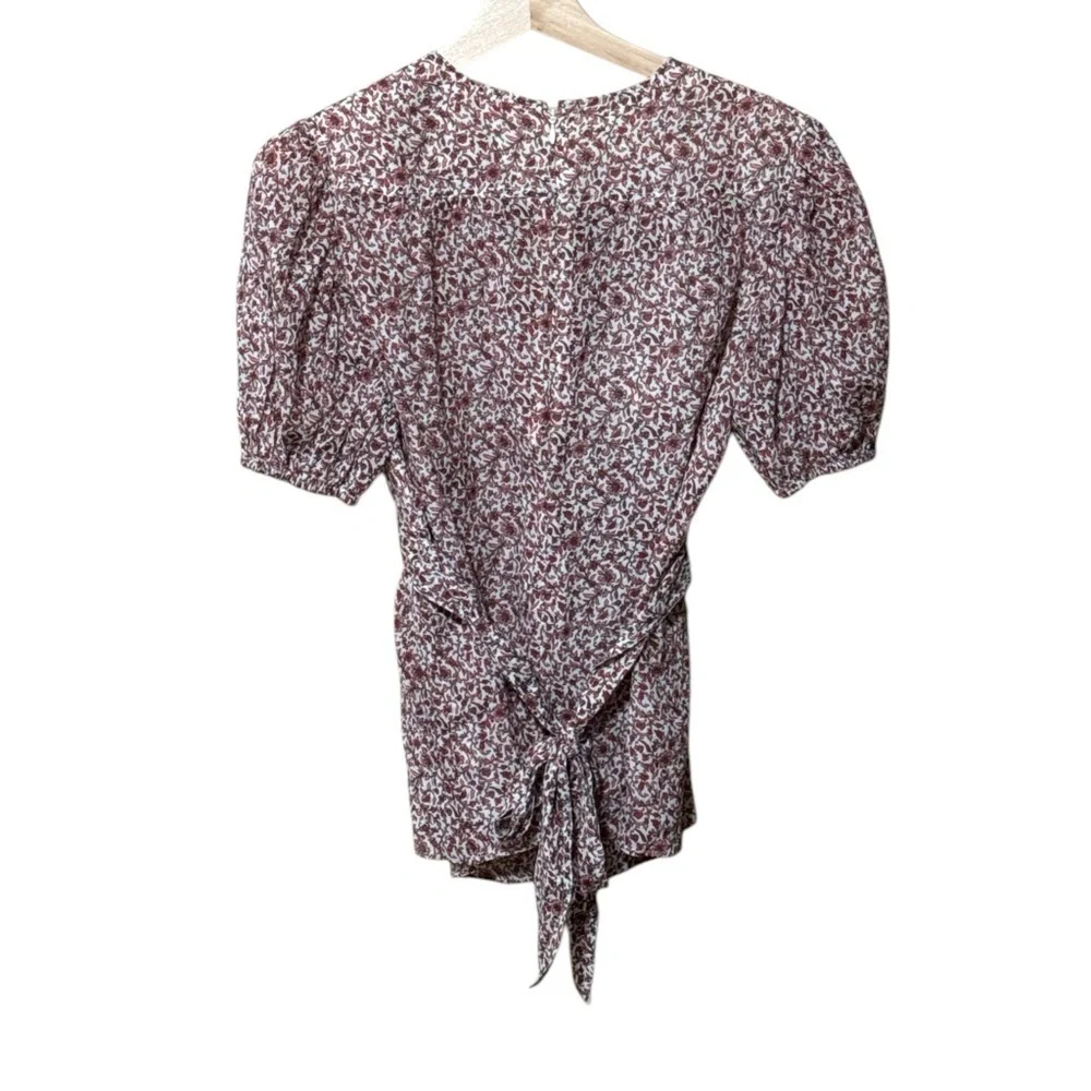 EUC - Tory Burch Floral Print Tie Waist Blouse - Size 2